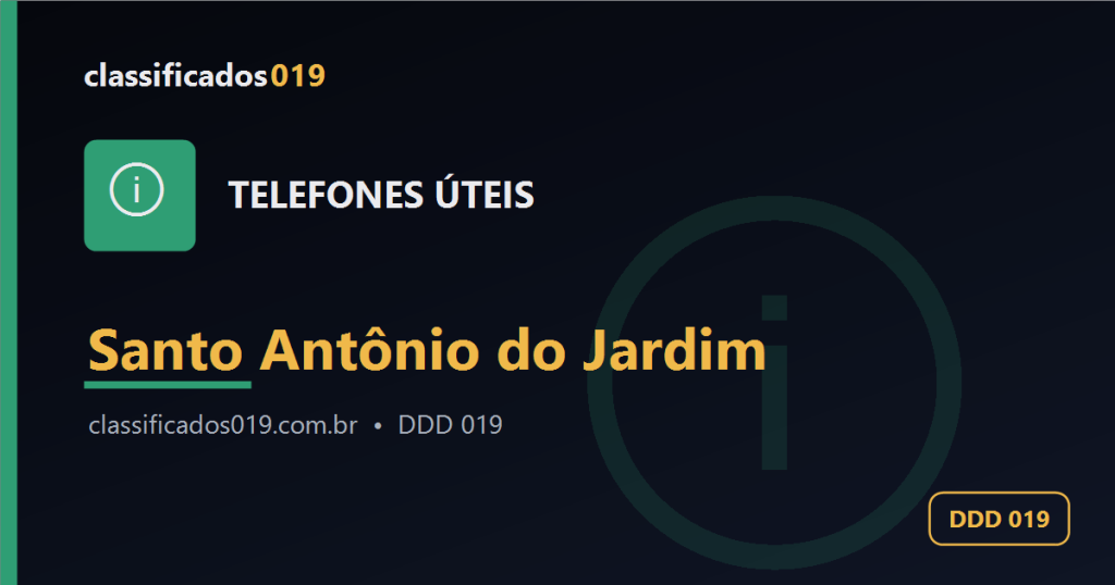 Telefones Úteis em Santo Antônio do Jardim (019): Lista de Contatos Importantes